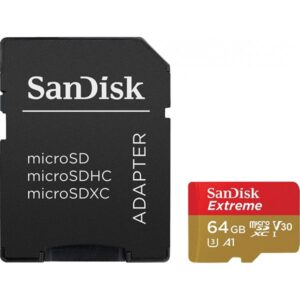 SANDISK EXTREME 64GB MICROSDXC UHS-I U3 + SD ADAPTERIS